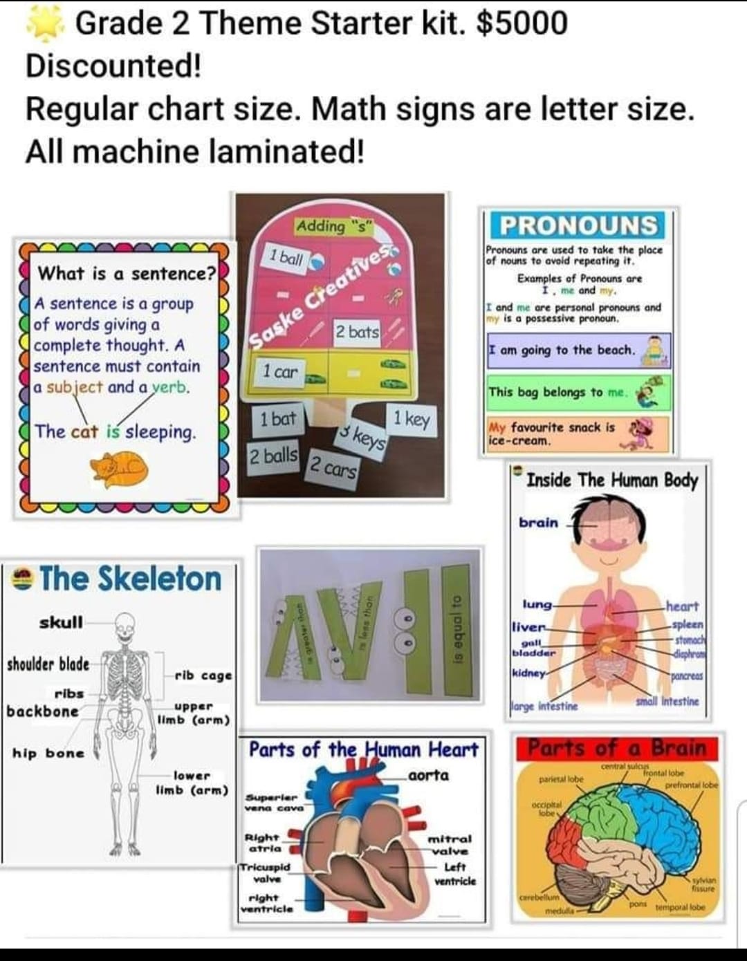 Grade 2 Starter charts for Term 1