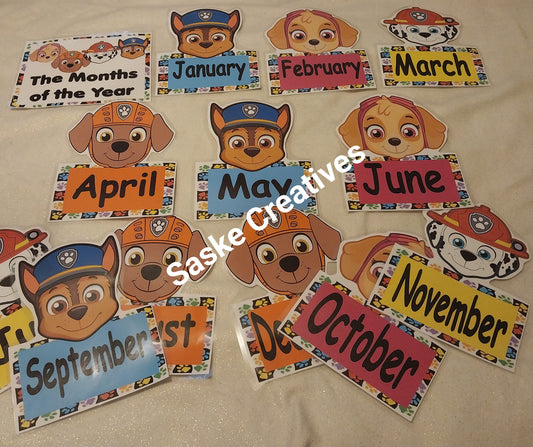 Months of the Year Paw Patrol