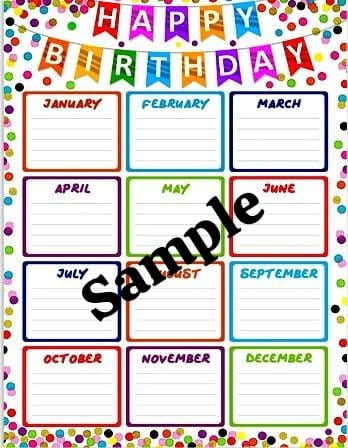 BIRTHDAY CHART FLAGS