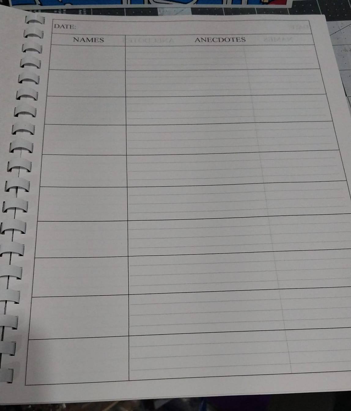 ANECDOTAL LOGBOOK