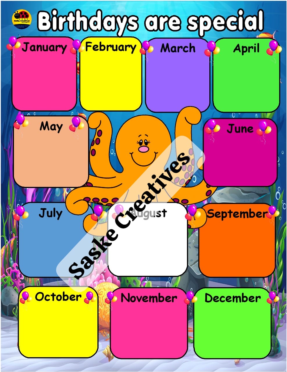 Birthday Chart Octopus Style